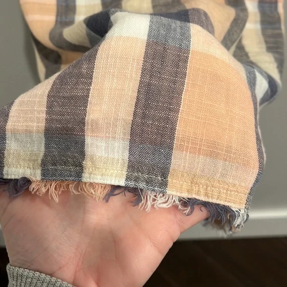 Bella Dahl Dress Lace-Up Back Plaid Midi pink and blue Size Small - Picture 6 of 9